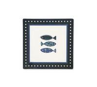 Excelsa Ocean - Juego de 6 platos cuadrados de cerámica, 18 x 18 cm, decoración de peces azules