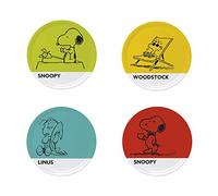 Excelsa Peanuts Juego de 4 Platos de Pizza, Porcelana, Multicolor, 4 Unidades, 4