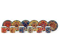 Excelsa , Porcelana, juego de 6 tazas de café Trinacria con platillo, multicolor
