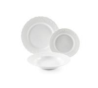 Juego de vajilla Excelsa, 18 piezas, modelo Elisa, estilo rococó, porcelana blanca