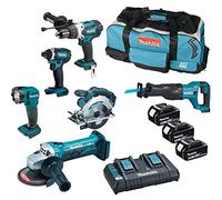 Exclusivo de Amazon: Makita DLX6104TX2 18V Li-ion LXT Kit combinado de 6 piezas completo con 3 baterías de 5.0 Ah y cargador de doble puerto suministrado en una bolsa de herramientas LXT
