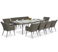 Exclusivo juego de comedor con mesa grande Cordoba para 10 personas Garden Point gris