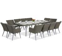 Exclusivo juego de comedor con mesa grande Cordoba para 12 personas Garden Point gris