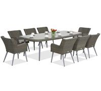 Exclusivo juego de comedor con mesa grande Cordoba para 8 personas Garden Point gris