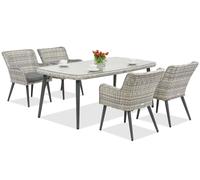 Exclusivo juego de comedor Cordoba de technoratán para 4 personas de Garden Point bianco