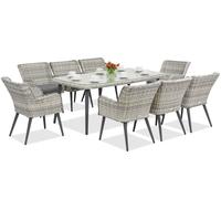 Exclusivo juego de comedor Cordoba de technoratán para 8 personas de Garden Point bianco