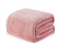 Exclusivo Mezcla Manta para Cama y Sofá, con Jacquard 3D de Gofre, Manta Polar Suave y Cálida, para Toda Estación, Lavable a Máquina y Secable, 150 x 200 cm, Rosa
