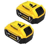 Exemoro 2×18 V 5,0 Ah DCB184 Batería para Dewalt 18 V 5,0 Ah Batería DCB184 DCB180 DCB181 DCB182 DCB200 DCB201 DCB201-2 DCB200-2 DCB204-2 Herramientas eléctricas compatibles (Yellow)