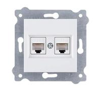 EXEN - Doble Toma de Red Cat.6 - Blanco, Montaje Empotrable Toma de Corriente - 2x Puertos RJ45 - All-in-One Compatible con Las Series KARELL/ODAK/COMFORT - 254/01E