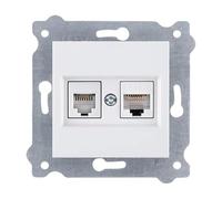 EXEN - Toma de Red Cat.6 + Toma Telefónica - Blanco, Montaje Empotrable - 1x Puerto RJ45 i 1x Puerto RJ11 - All-in-One Compatible con Las Series KARELL/ODAK/COMFORT - 256/01E
