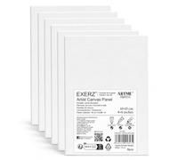 EXERZ 10x15cm Paneles de Lienzos 6 piezas - 0,3cm de Espesor/Lienzos 280GSM / 100% Algodón - Color Blanco/Triple Preparado/Libre de Acido/Hebra Media / - acrílicos & óleo