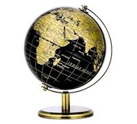 Exerz 14 cm mini globo terráqueo negro dorado mapa en inglés Bronze soporte