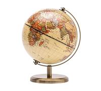 Exerz 14cm Globo Antiguo - Mapa en Inglés - Decoración de Escritorio Educativa/Geográfica - Globo Terráqueo Con una Base de Metal - Mapa Moderno Con Color Antiguo - Diámetro: 14cm