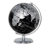 Exerz 14cm Globo Terráqueo - Mapa en Inglés - Decoración de Escritorio educativa/geográfica/Moderna - con una Base de Metal - Negro Metálico - Diámetro: 14cm