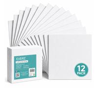 Exerz 20x20cm Paneles de Lienzos 12 piezas para pintar cuadros 280GSM / 0,3 cm de Espesor 100% Algodón/Blanco/Triple Preparado/Libre de Acido/Hebra Media - acrílicos & óleo