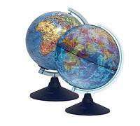 Exerz 21cm Globo terráqueo iluminado - Mapa en inglés - Mapa físico Diurno/Constelación de estrellas con iluminación (21 cm nuevo)