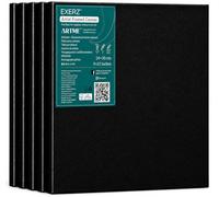 EXERZ 24x30cm Lienzos preestirados Negros 5 piezas/Lienzos Enmarcados 1,7 cm de Espesor / 280GSM / Pre-Estirado 100% Algodón/Triple Preparado/Libre de Acido/Hebra Media/Óleo, Acrílico