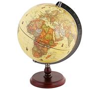 Exerz 25cm Globo Antiguo con Base de Madera - Mapa en Inglés - Globo Terráqueo Decoración de Escritorio Educativa/Geográfica - Mapa Moderno Con Color Antiguo - Diámetro 25cm