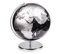 Exerz 25cm Globo Terráqueo - Mapa en Inglés - Decoración de Escritorio educativa/geográfica/Moderna - con una Base de Metal - Negro Metálico - Diámetro: 25cm