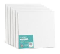 EXERZ 30x30cm Paneles de Lienzos 6 piezas - 0,3cm de Espesor/Lienzos 280GSM / 100% Algodón - Color Blanco/Triple Preparado/Libre de Acido/Hebra Media / - acrílicos & óleo