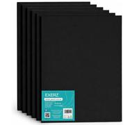 EXERZ 30x40cm Paneles de Lienzo Negro 6 piezas - 0,3 cm de Espesor/ 280GSM / A3 Lienzos 100% Algodón/Triple Preparado/Libre de Acido/Hebra Media - acrílicos & óleo