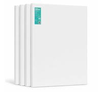 EXERZ 40x50cm Lienzos Preestirados 4 piezas/Lienzos Enmarcados 1,7 cm de Espesor / 280GSM / Pre-Estirado 100% Algodón/Color Blanco/Triple Preparado/Libre de Acido/Hebra Media/Óleo, Acrílico