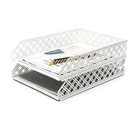 Exerz Bandejas para Cartas 2 pz, clasificador de Papel apilable/Organizador de Escritorio/Bandeja de Archivos, Rejilla de Metal de Malla de Alambre, Oficina, Escuela, Estudio en el hogar