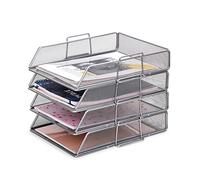 Exerz Clasificador de Papel/Bandeja/Organizador de Escritorio/Soporte de Archivos, Paquete de 4 Unidades, Malla de Alambre, Oficina, Escuela