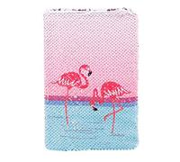 Exerz Cuadernos de Notas A5, Cuaderno de Lentejuelas Reversibles, Diario de Sirena/Mágico para Niños - Ideal para Escuela o Regalos (Diseño Flamenco/Plata)