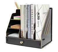 Exerz Escritorio Organizador Cajón De Madera - Clasificador De Papel, Almacenamiento De Archivos De 3 Capas, Documentos, Relleno De Cartas Y Estante, PapeleríaOficina Y Hogar