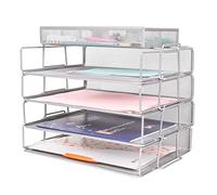 Exerz EX62005 Organizador de Papel de Malla de Alambre, 2 Unidades, Organizador Multifuncional/Organizador de Archivos para Oficina, Escuela, Estudio, cajón 2 en 1, Ahorro de Espacio.