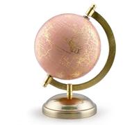 EXERZ Globo Terráqueo Decorativo Dorado y Rosado 13cm, Mapa en Inglés, con Base Dorada