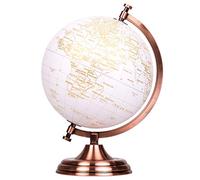 EXERZ Globo Terráqueo Dorado Metálico de 20cm, en Inglés, Decoración Moderna y Educativa - Base y Arco de Metal en Color Dorado