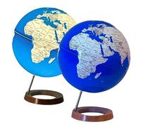 Exerz Globo terráqueo iluminado de 33 cm de diámetro con base de madera - Globo terráqueo iluminado - Mapa en inglés