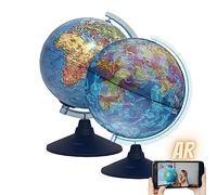 Exerz Globo terráqueo luminoso de 21 cm, mapa físico (día), consellation (noche), aplicación de realidad aumentada iOS, globo iluminado