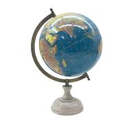 EXERZ Globo Terráqueo Vintage de 20 cm - Mapa en Inglés, Océano Azul, con Base de Madera