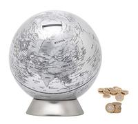 EXERZ Hucha Globo Terráqueo 16 cm Mapa Inglés Plata