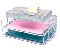 Exerz: Juego de 2 organizadores de documentos / Clasificador de papeles / Organizador multifuncional para escritorio / Porta documentos para oficina, escuela, estudio, con cajón 2 en 1, solución compa