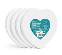 Exerz Lienzo estirado en forma de corazón de 20 cm, paquete de 4 unidades, enmarcado de 1,7 cm, 280 g/m², 100% algodón en blanco, triple imprimación, sin ácidos, grano medio, acrílico y aceite