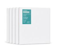 Exerz Lienzos preestirados 20x20cm Juego de 5 / Lienzos Enmarcados/ 280GSM/Pre-Estirado 100% Algodón/Color Blanco/Triple Preparado/Libre de Acido/Hebra Media / 1,7cm de Espesor