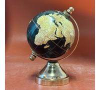 EXERZ Mini Globo Terráqueo Decorativo de 8 cm - Mapa en Inglés, Base de Bronce, Diseño Artesanal (Color Negro)