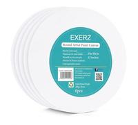 Exerz Paneles de Lienzos 30cm diámetro redondo 6 piezas / 280GSM / 100% Algodón/Color Blanco/Triple Preparado/Libre de Acido/Hebra Media / 0,3 cm de Espesor (30cm diámetro - 6 piezas)
