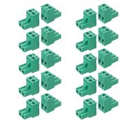 EXHUMKY 20 Piezas Conector de Terminales Enchufable de 5,08mm, 2 Pines | Bloque para Pcb, Carcasa Plástica Ignífuga, Contactos Metálicos, Verde, para Cableado de Control