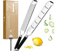 Exitoso Rallador Acero Inoxidable Protección Inclusiva - Juego de 2 Rallador de Queso Tomate Citricos Grueso y Fino - Rallador Limon Nuez Moscada - Rallador de Trufa