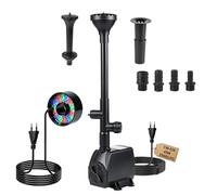 EXLECO Bomba Estanque Exterior Bomba Agua Fuente 2500L/H Agua Sumergible Bomaba de Arroyo 45W Bomaba de Filtro Fuente de Jardin con 30 Luces de Colores 4 Boquillas 3M Cable 3 Estilos