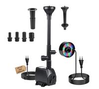 EXLECO Bomba Estanque Exterior Bomba Agua Fuente 3000L/H Agua Sumergible Bomaba de Arroyo 65W Bomaba de Filtro Fuente de Jardin con 30 Luces de Colores 4 Boquillas 3M Cable 3 Estilos