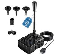 EXLECO Bomba para Estanque con Filtro UVC, 1000 L/h 28W, Fuente de Agua Decorativa con 3 Cabezales de Fuente, Medios Filtrantes, Accesorios de Tres Vías, Cable 10 Metros, para Jardin