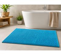 Exma Alfombra Chenilla Baño Antideslizante 60x40cm Secado Rápido Lavable a Maquina Lavadora - Alfombrilla Tapete Suave Absorbente para bañera Ducha WC Mascotas | Azul
