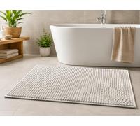 Exma Alfombra Chenilla Baño Antideslizante 60x40cm Secado Rápido Lavable a Maquina Lavadora - Alfombrilla Tapete Suave Absorbente para bañera Ducha WC Mascotas | Blanco Marfil