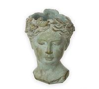 Exner Busto de aspecto antiguo, aprox. 22 x 16 cm, maceta - gris mate - para plantas y flores - decoración antigua - cerámica robusta - maceta vintage decorativa